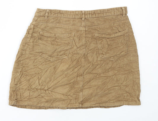 Pieces Womens Brown Cotton A-Line Skirt Size L Button