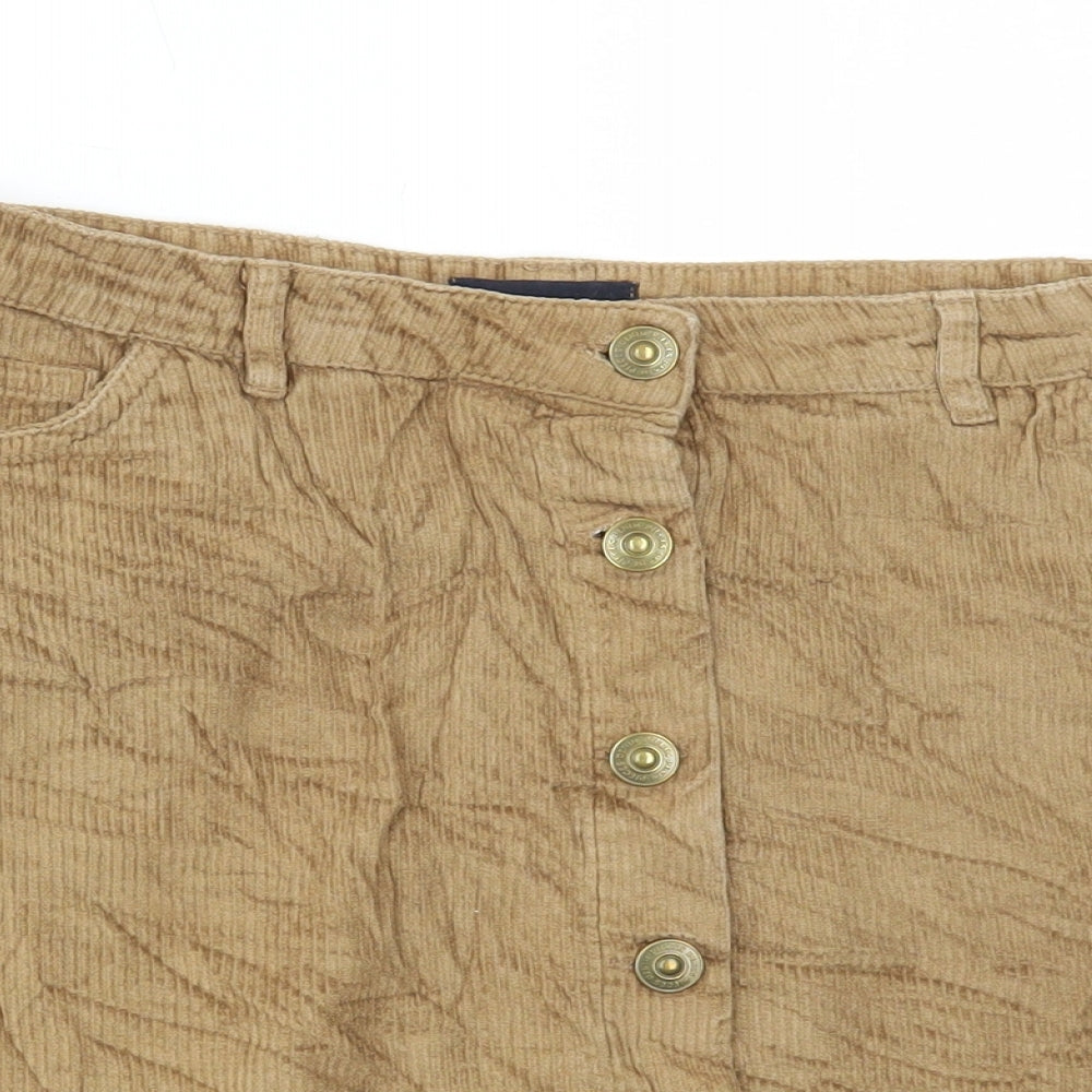 Pieces Womens Brown Cotton A-Line Skirt Size L Button
