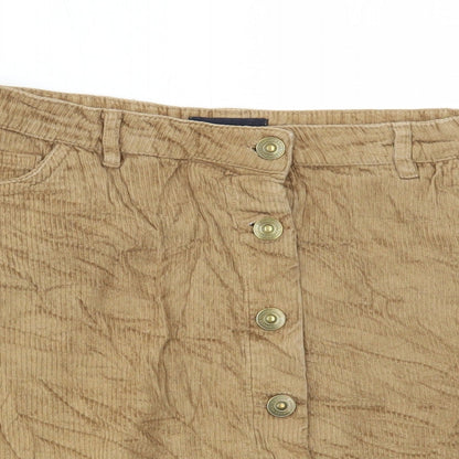 Pieces Womens Brown Cotton A-Line Skirt Size L Button