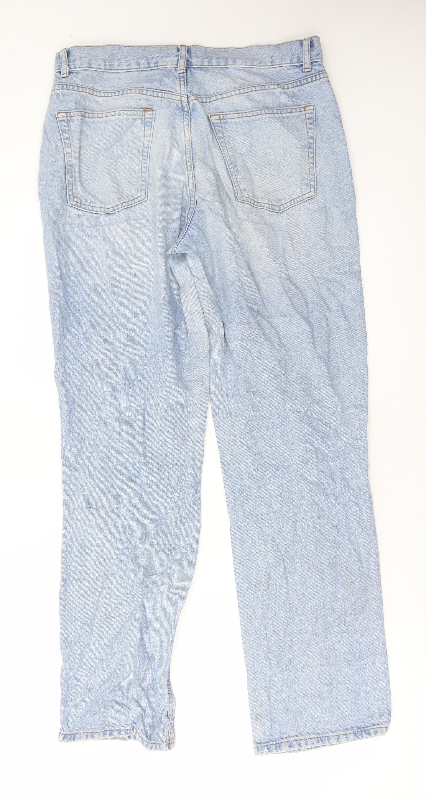 ASOS Womens Blue Cotton Straight Jeans Size 32 in L33 in Regular Button