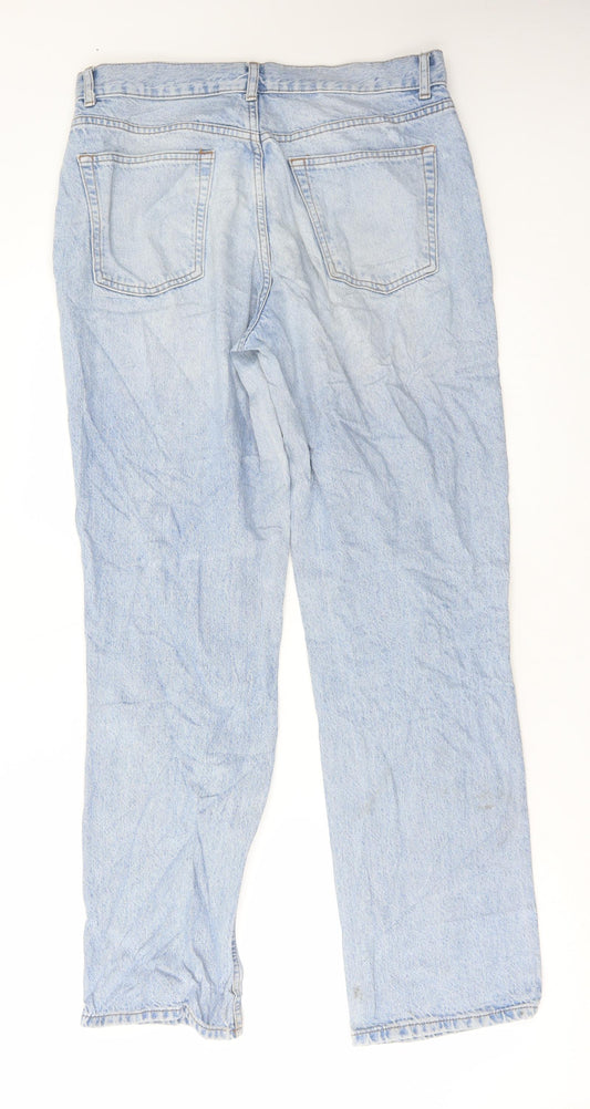ASOS Womens Blue Cotton Straight Jeans Size 32 in L33 in Regular Button