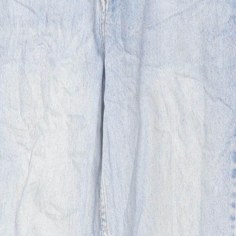 ASOS Womens Blue Cotton Straight Jeans Size 32 in L33 in Regular Button