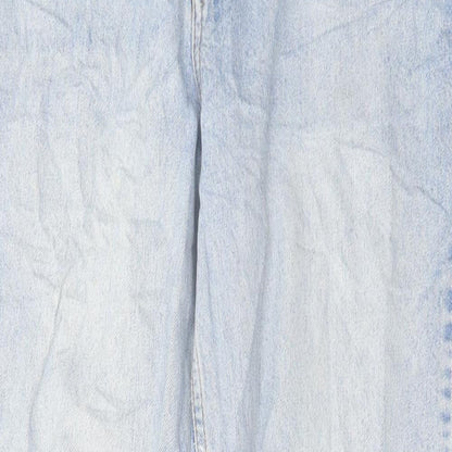 ASOS Womens Blue Cotton Straight Jeans Size 32 in L33 in Regular Button