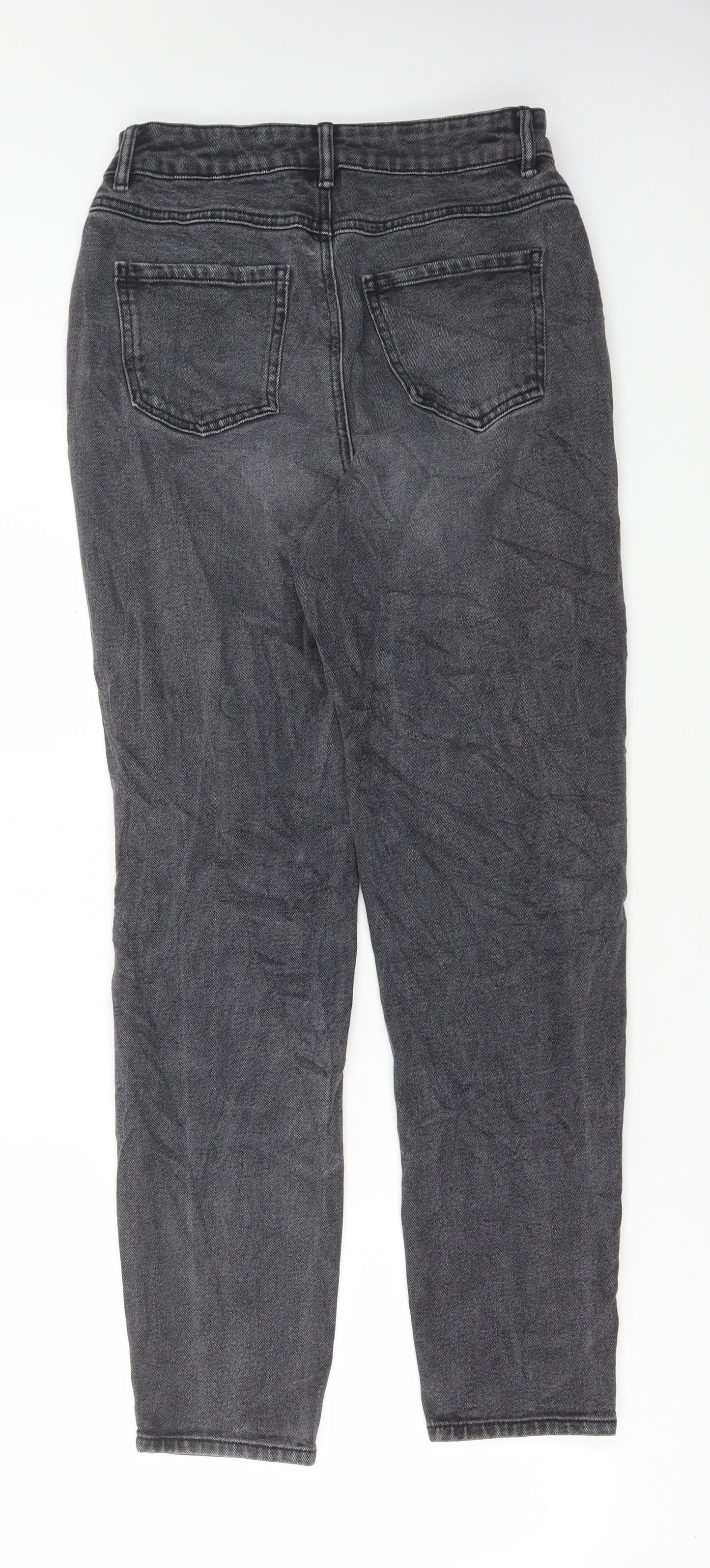 TU Womens Grey Cotton Mom Jeans Size 28 in L28 in Regular Button