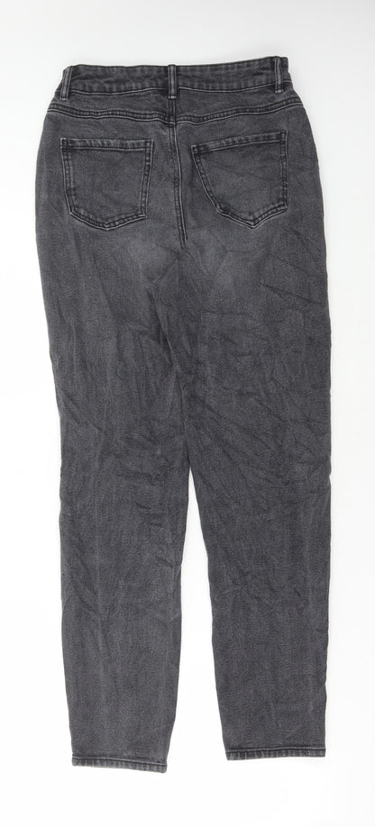 TU Womens Grey Cotton Mom Jeans Size 28 in L28 in Regular Button