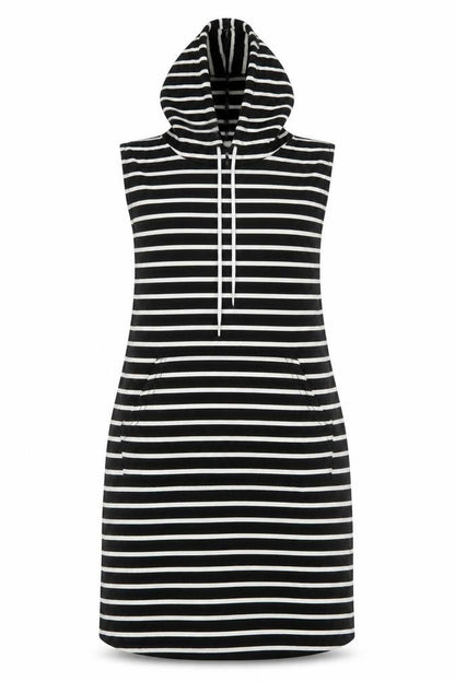 Xiao Womens Black Striped Polyester Jumper Dress Size S Round Neck Pullover