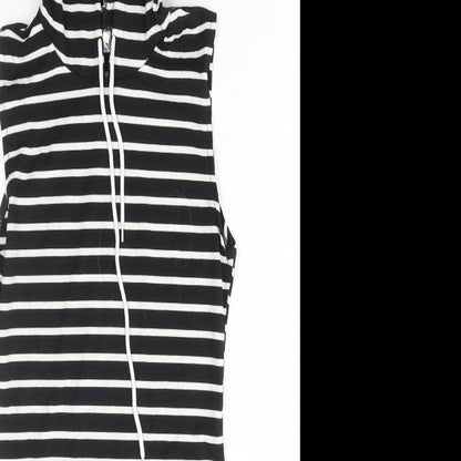 Xiao Womens Black Striped Polyester Jumper Dress Size S Round Neck Pullover