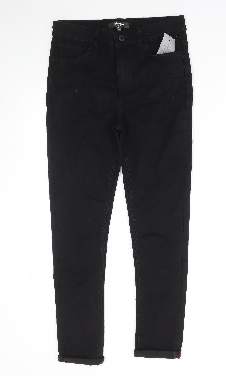Studio Girls Black Cotton Skinny Jeans Size 12-13 Years Regular Button