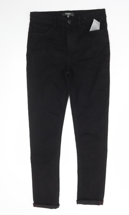 Studio Girls Black Cotton Skinny Jeans Size 12-13 Years Regular Button