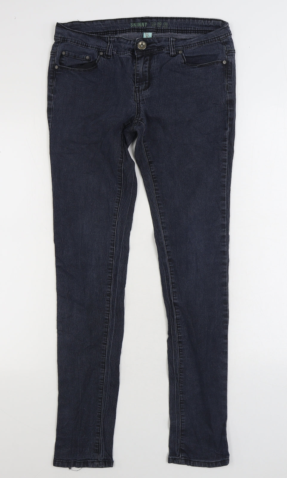 Denim & Co. Womens Blue Cotton Skinny Jeans Size 12 L30 in Regular Zip