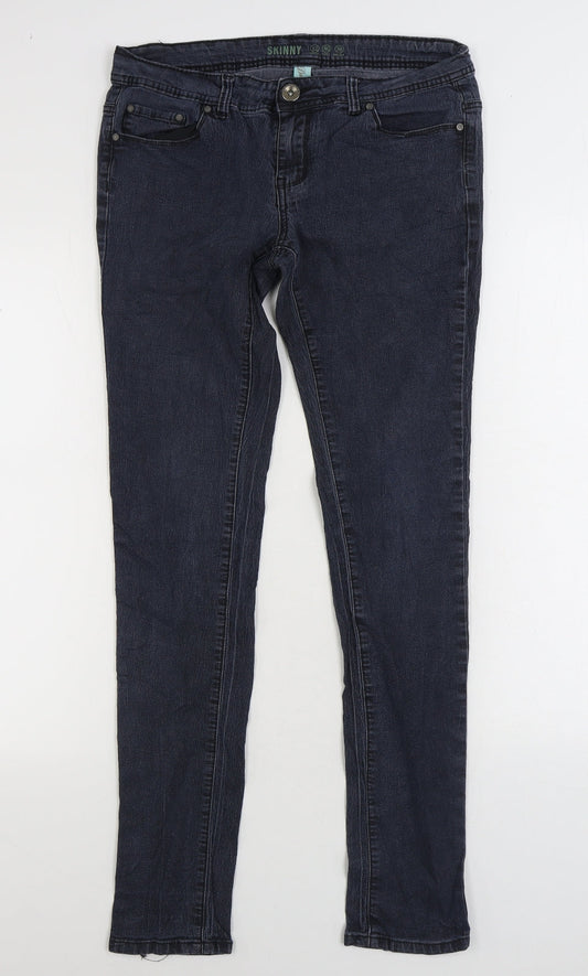 Denim & Co. Womens Blue Cotton Skinny Jeans Size 12 L30 in Regular Zip