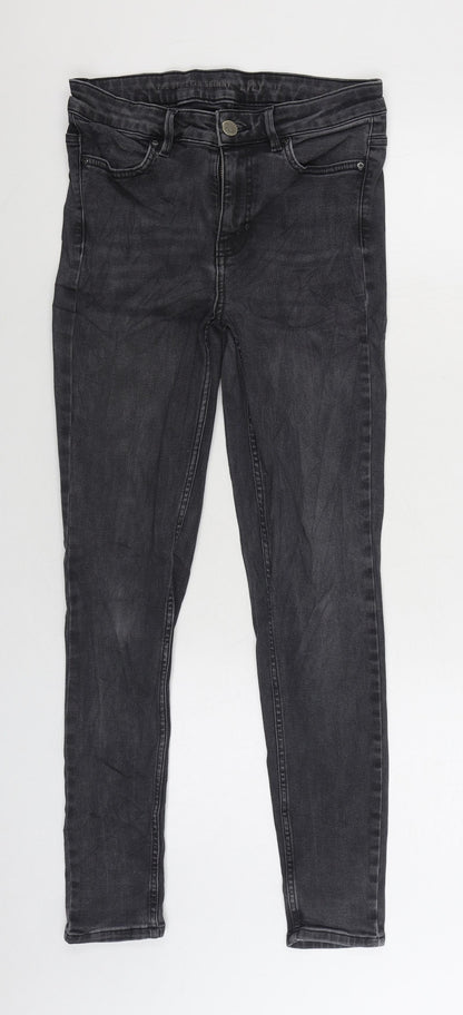 Oasis Womens Black Cotton Skinny Jeans Size 12 L28 in Regular Zip