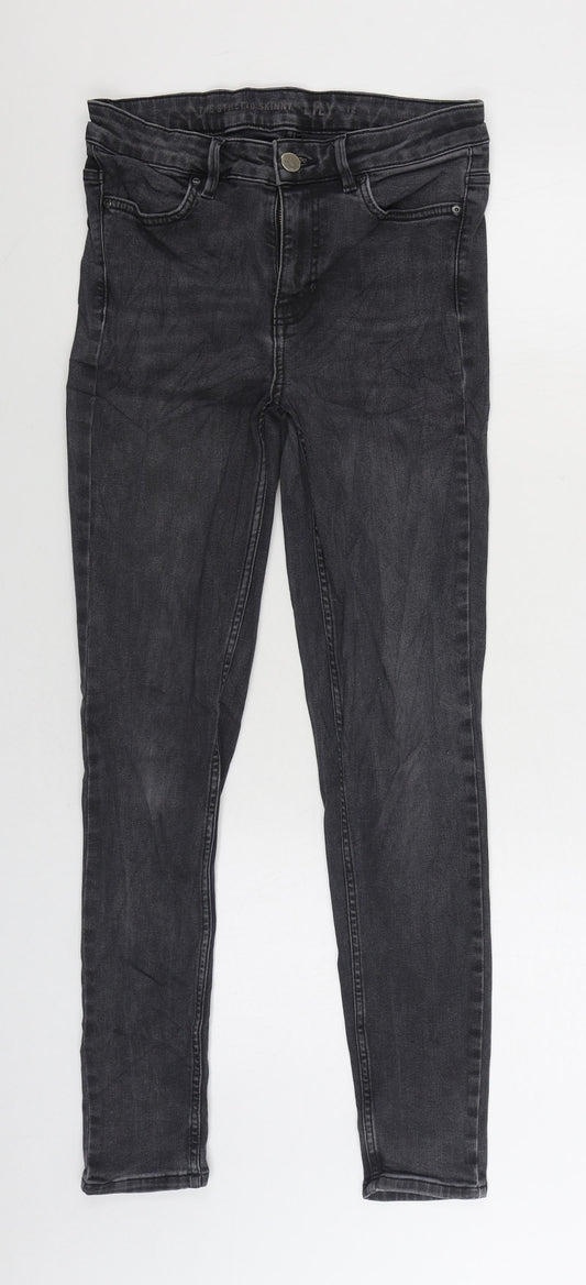 Oasis Womens Black Cotton Skinny Jeans Size 12 L28 in Regular Zip