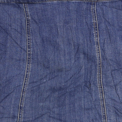 H&M Womens Blue Cotton A-Line Skirt Size 10 Button