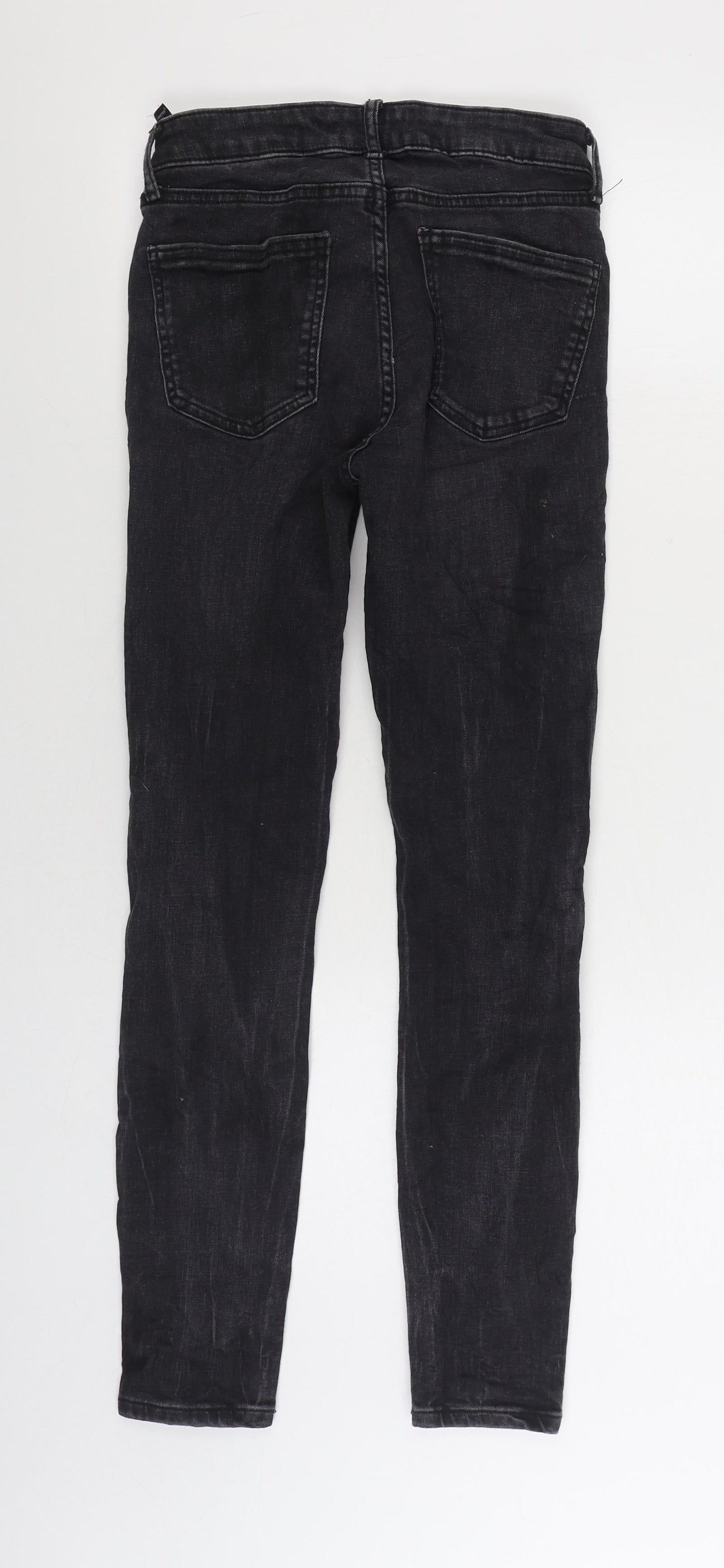 Zara Womens Black Cotton Skinny Jeans Size 8 L28 in Regular Zip