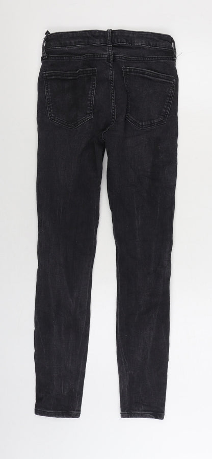 Zara Womens Black Cotton Skinny Jeans Size 8 L28 in Regular Zip