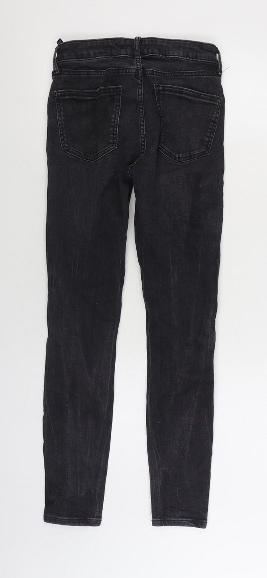 Zara Womens Black Cotton Skinny Jeans Size 8 L28 in Regular Zip