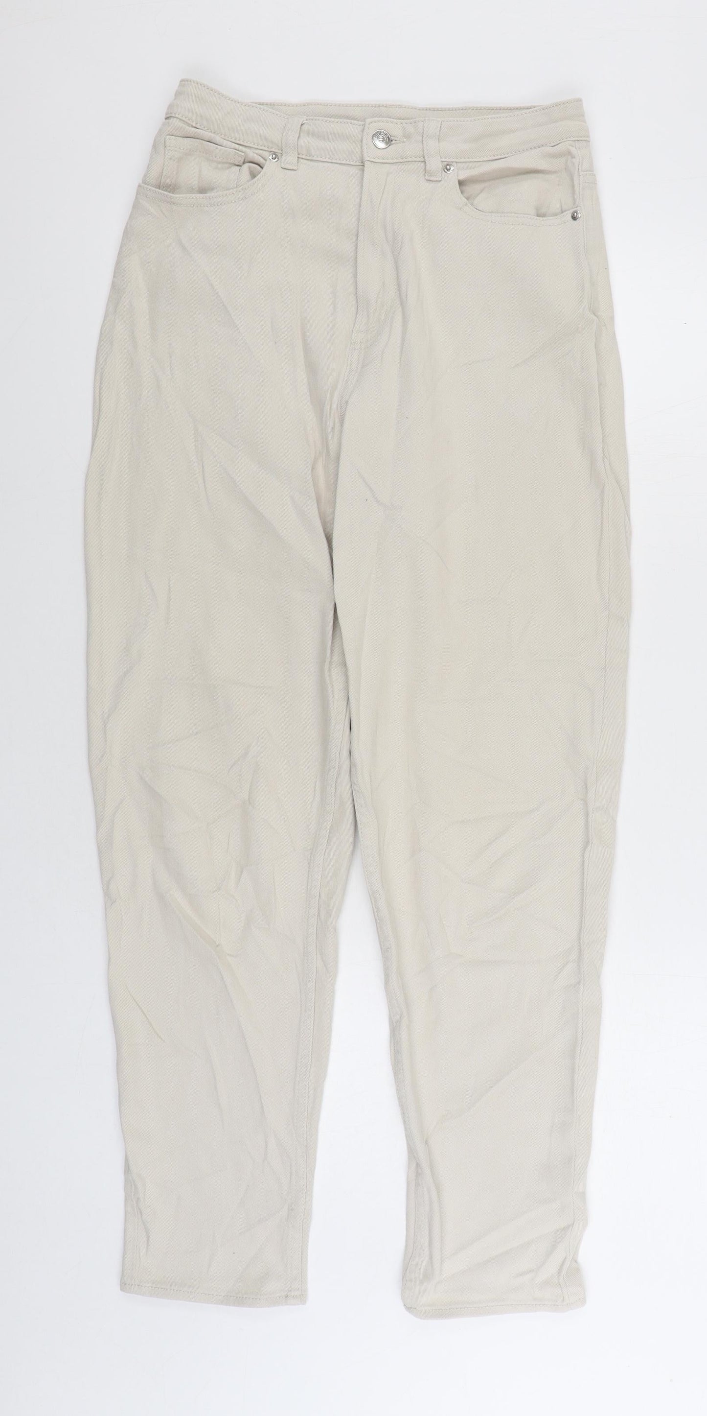Divided by H&M Womens Beige Cotton Tapered Jeans Size 10 L28 in Regular Zip