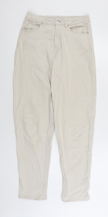 Divided by H&M Womens Beige Cotton Tapered Jeans Size 10 L28 in Regular Zip