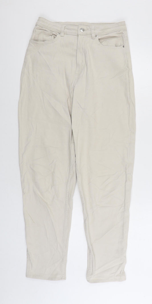 Divided by H&M Womens Beige Cotton Tapered Jeans Size 10 L28 in Regular Zip