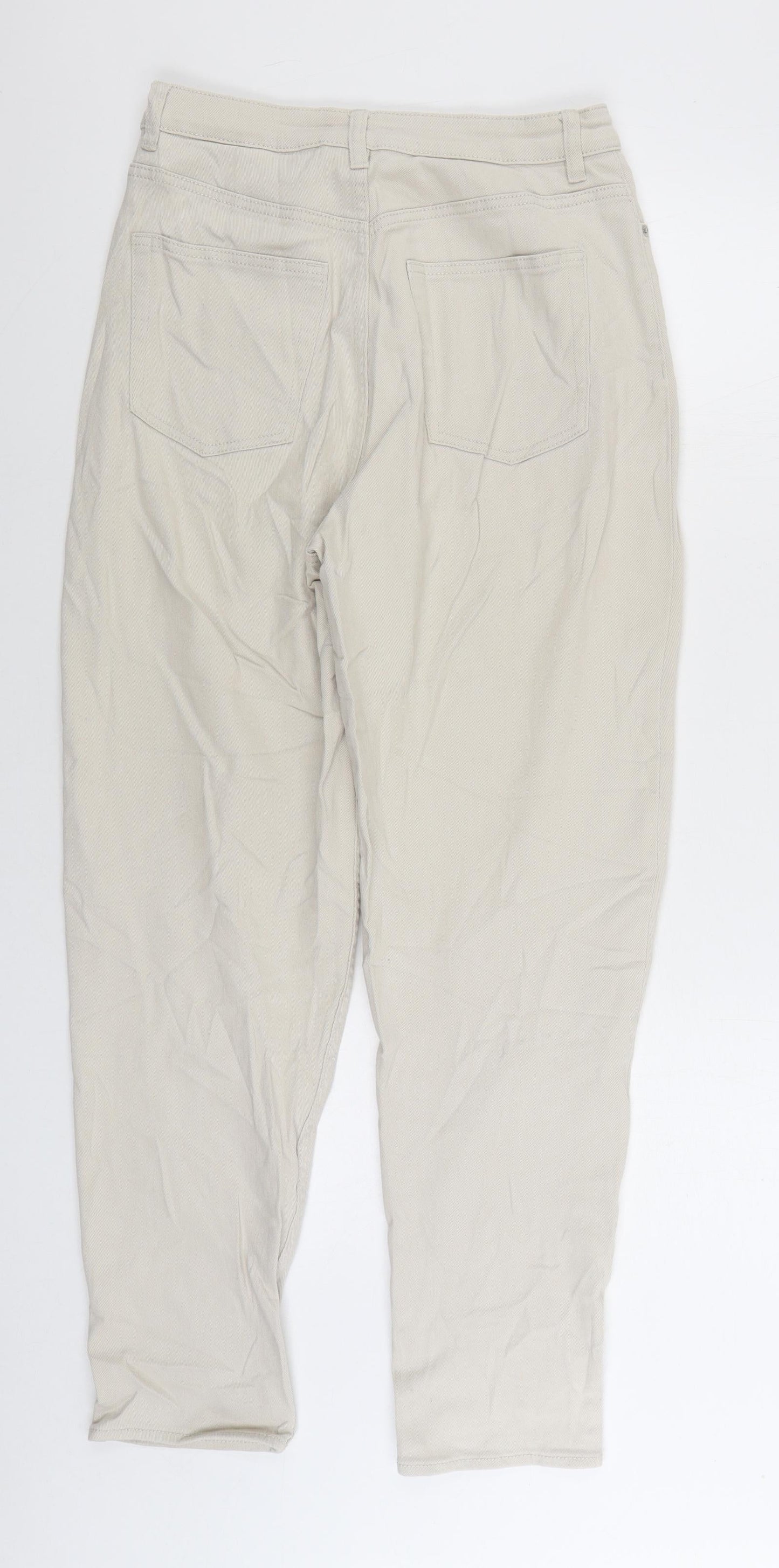 Divided by H&M Womens Beige Cotton Tapered Jeans Size 10 L28 in Regular Zip