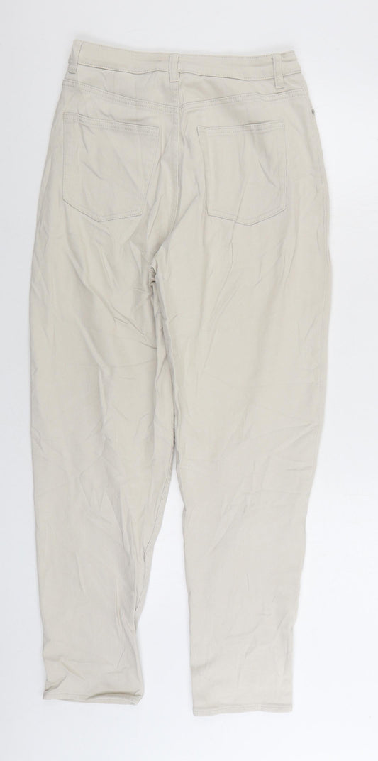 Divided by H&M Womens Beige Cotton Tapered Jeans Size 10 L28 in Regular Zip