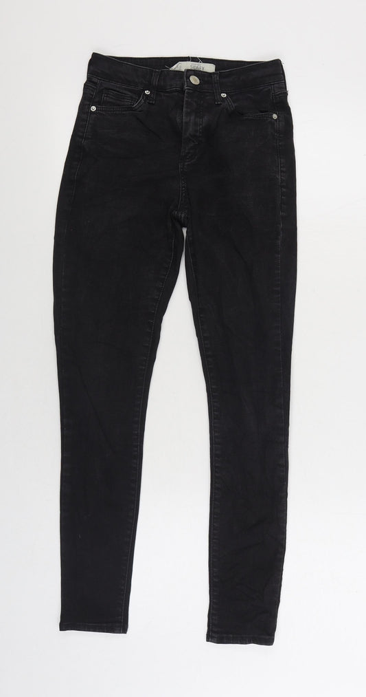 Topshop Womens Black Cotton Skinny Jeans Size 26 in L30 in Regular Zip