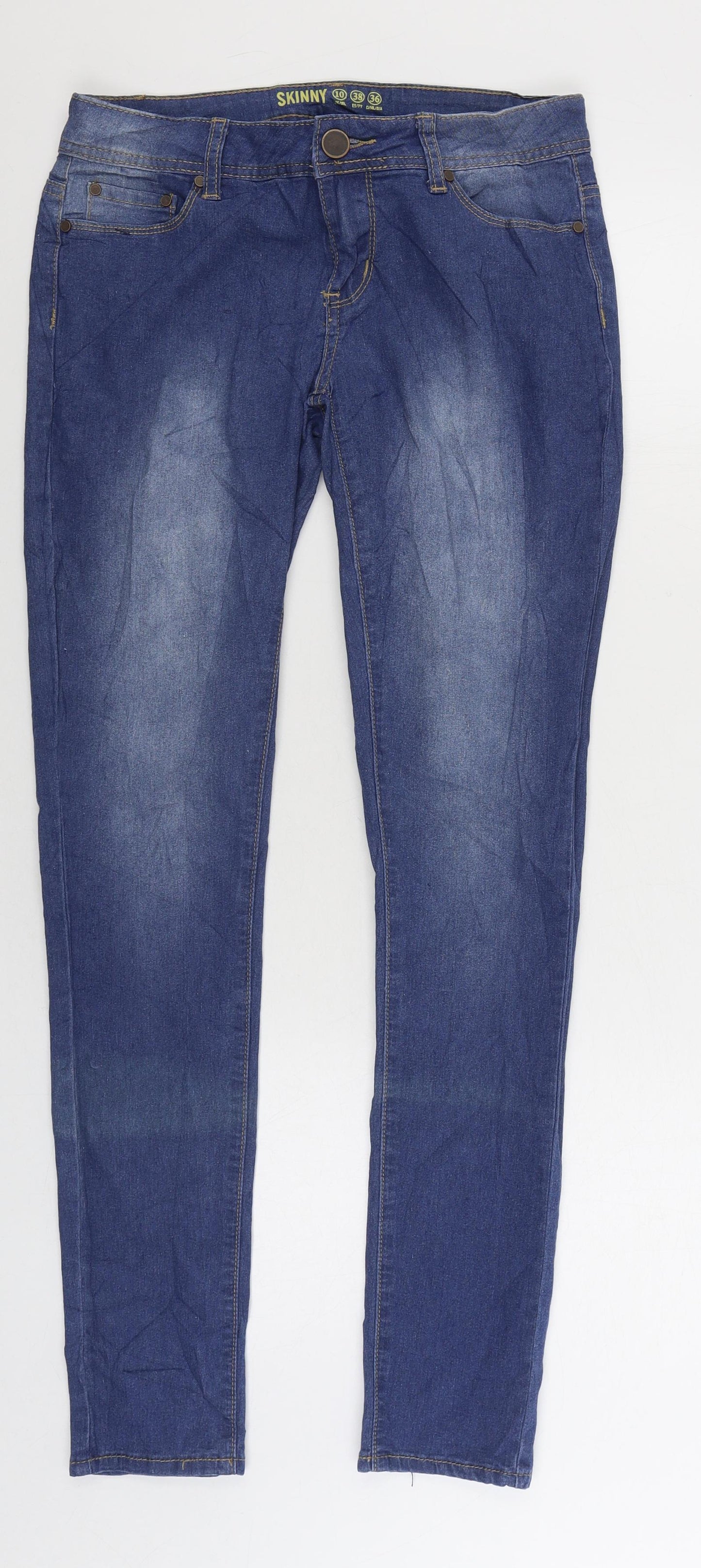 Denim & Co. Womens Blue Cotton Skinny Jeans Size 10 L30 in Regular Zip