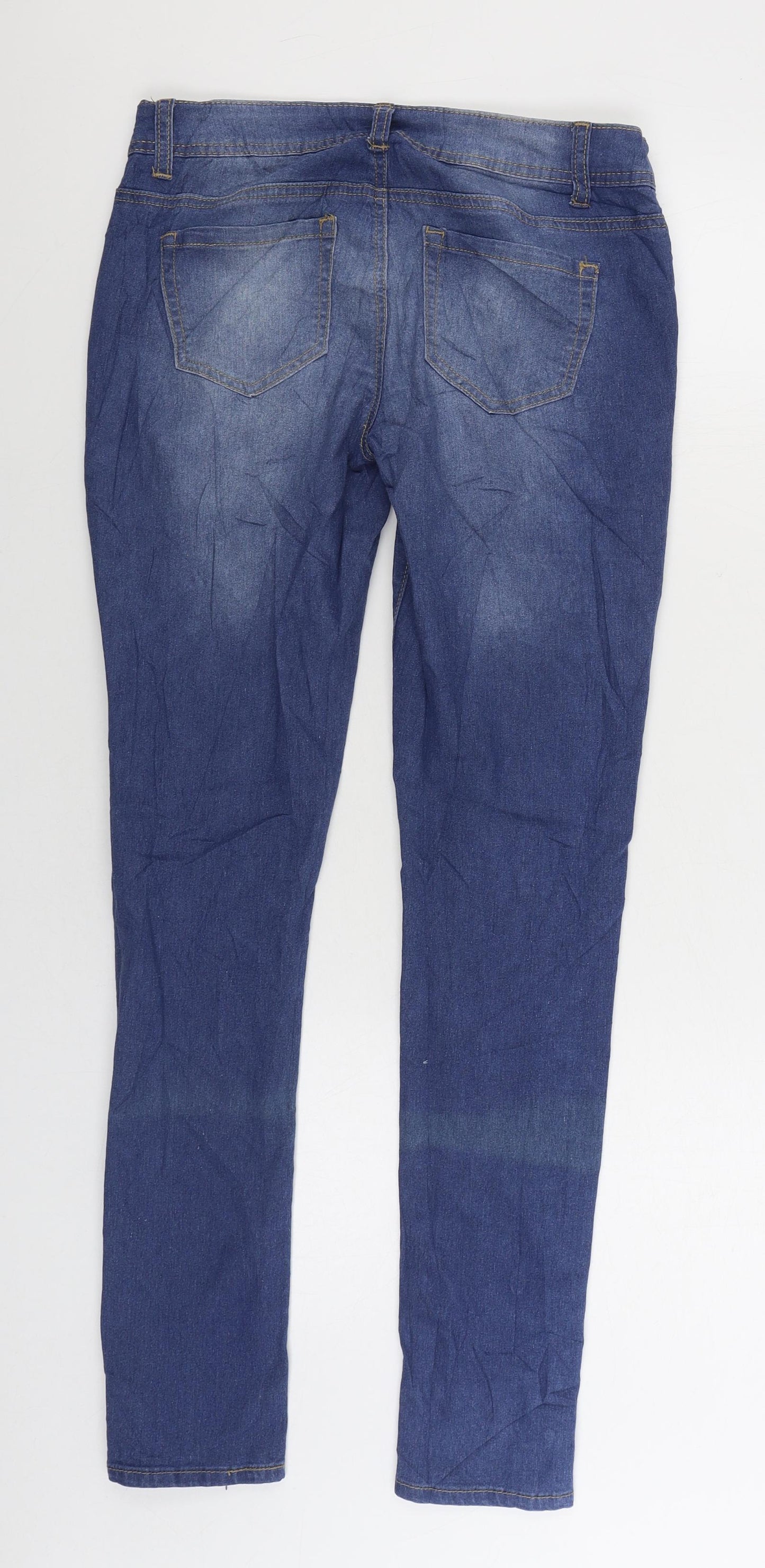 Denim & Co. Womens Blue Cotton Skinny Jeans Size 10 L30 in Regular Zip