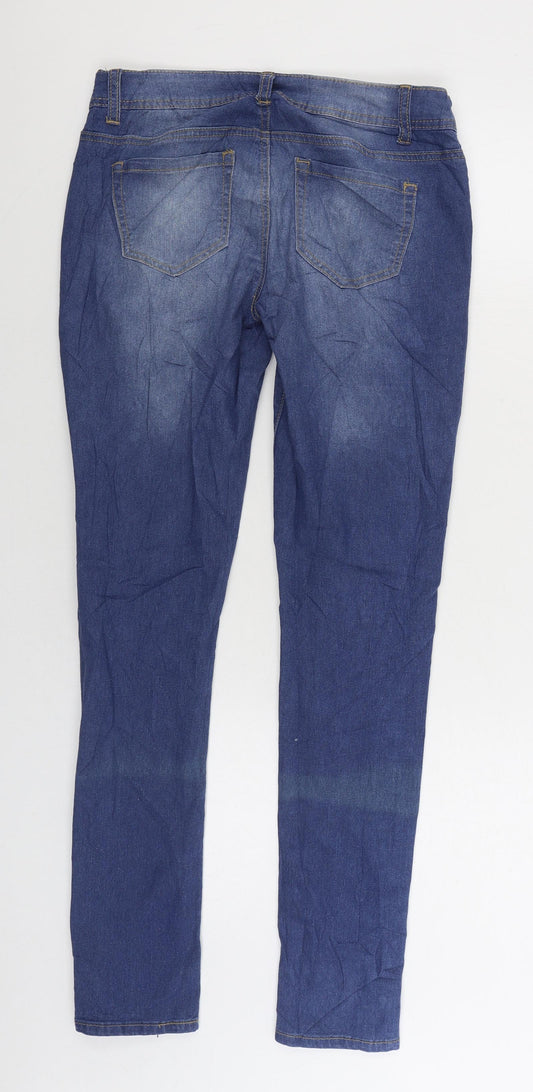 Denim & Co. Womens Blue Cotton Skinny Jeans Size 10 L30 in Regular Zip