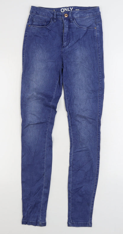 Only Womens Blue Cotton Skinny Jeans Size 4 L30 in Regular Zip