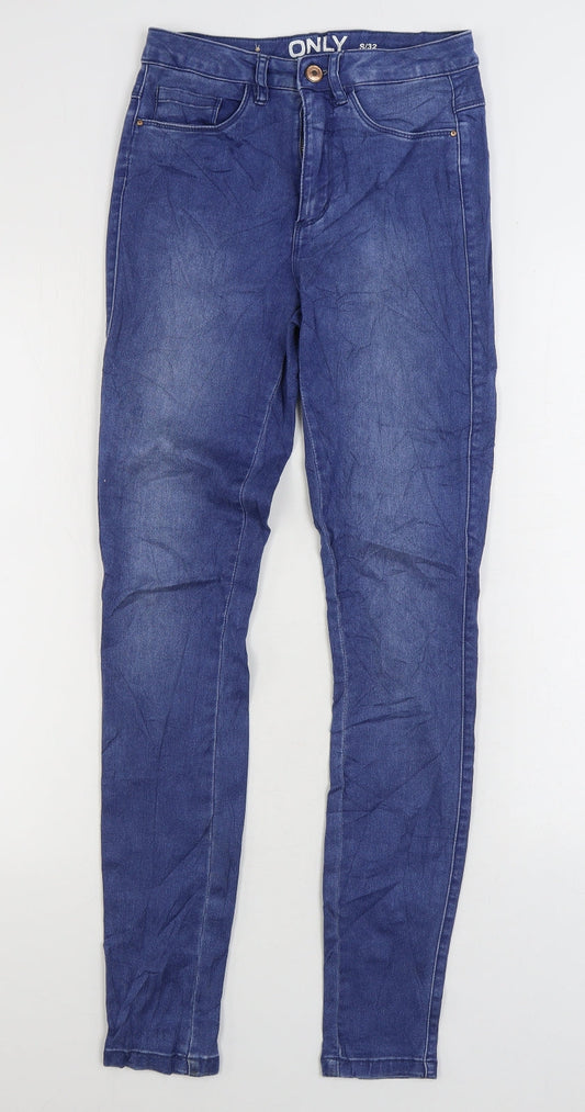 Only Womens Blue Cotton Skinny Jeans Size 4 L30 in Regular Zip