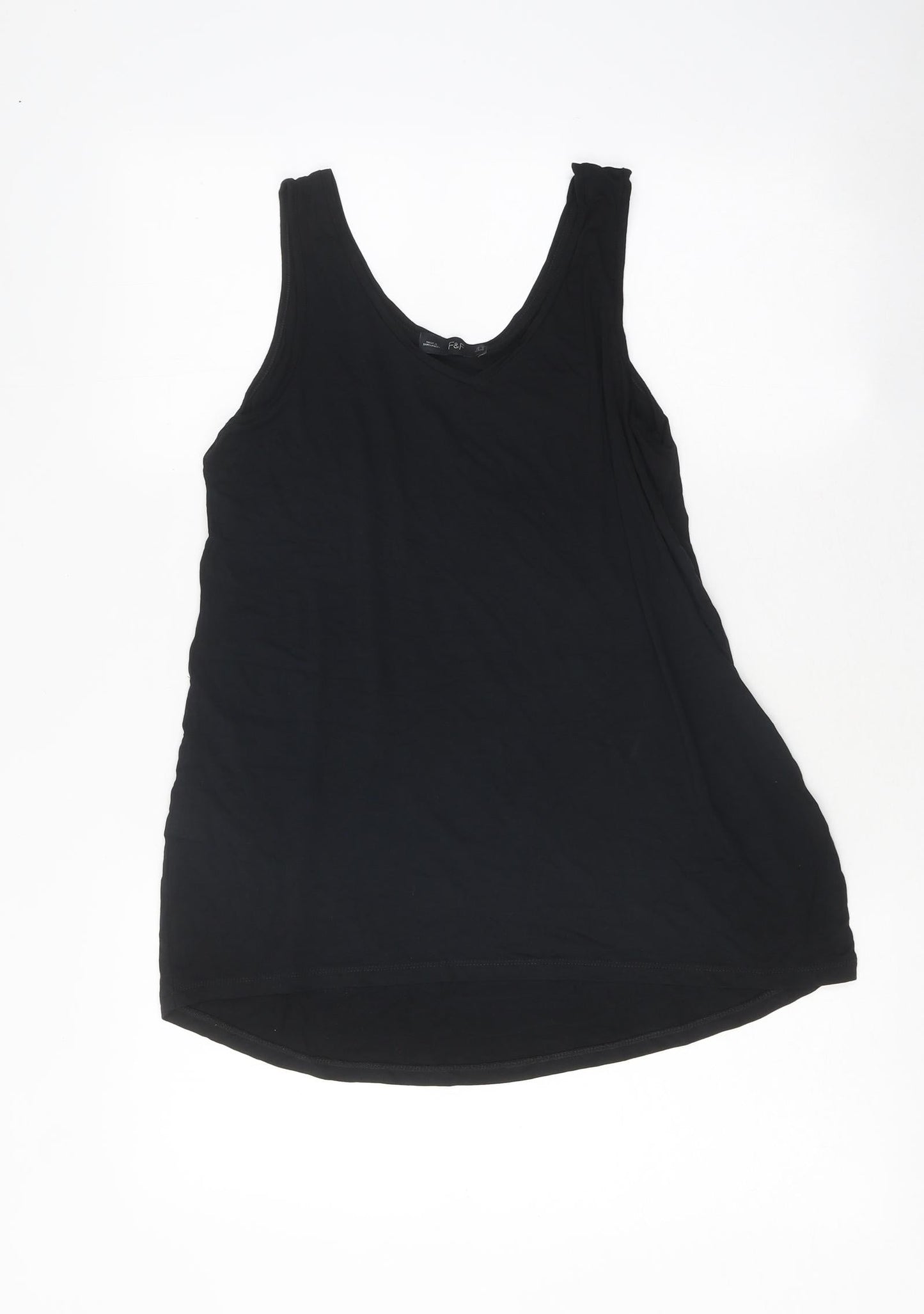 F&F Womens Black Polyester Basic Tank Size 10 V-Neck
