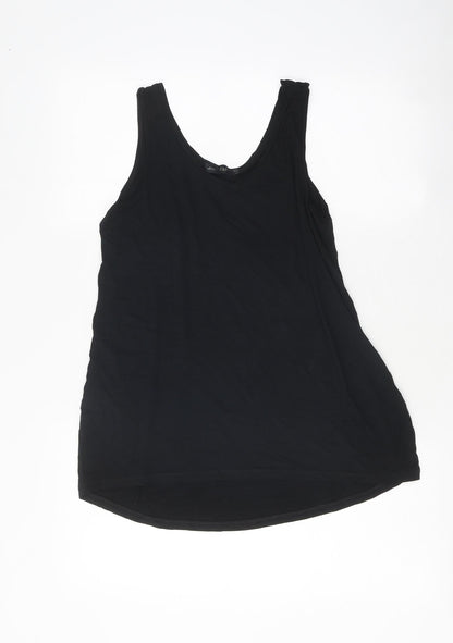 F&F Womens Black Polyester Basic Tank Size 10 V-Neck
