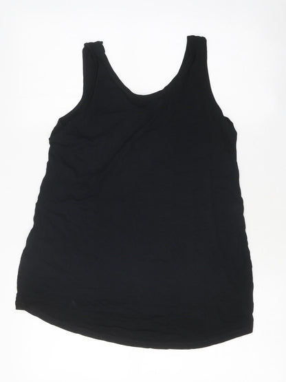F&F Womens Black Polyester Basic Tank Size 10 V-Neck
