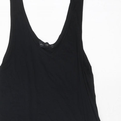F&F Womens Black Polyester Basic Tank Size 10 V-Neck