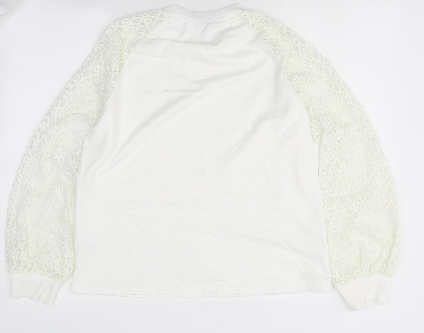 SheIn Womens White Round Neck Polyester Pullover Jumper Size L