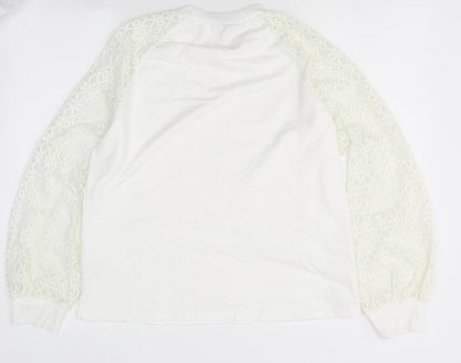 SheIn Womens White Round Neck Polyester Pullover Jumper Size L