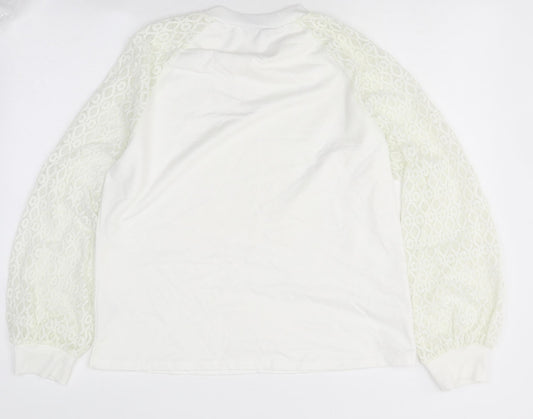 SheIn Womens White Round Neck Polyester Pullover Jumper Size L