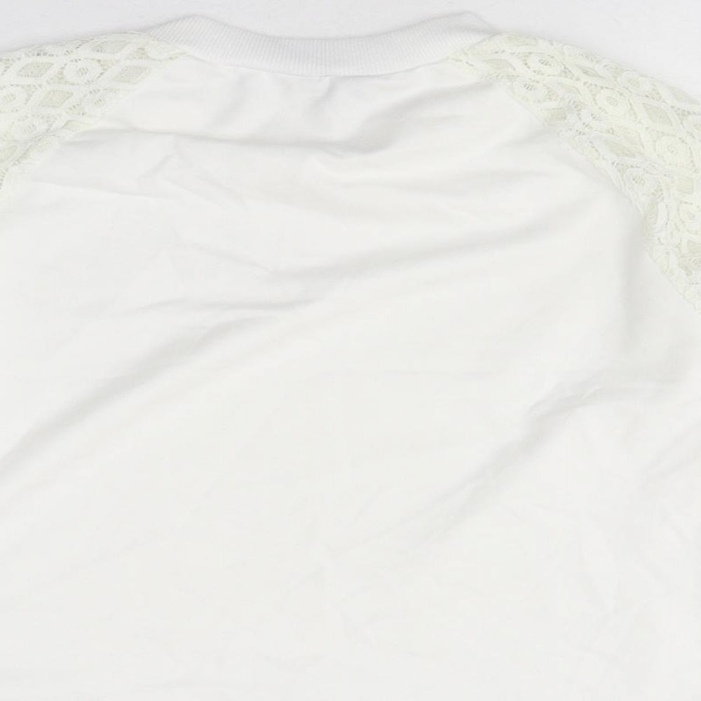 SheIn Womens White Round Neck Polyester Pullover Jumper Size L