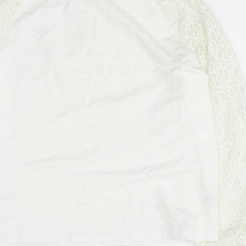 SheIn Womens White Round Neck Polyester Pullover Jumper Size L