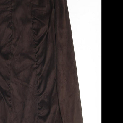 Zara Womens Brown Polyester Bodycon Size XS Round Neck Zip - Ruched