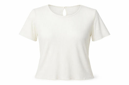 Womens UK Size 14 Amber White Basic T-Shirt