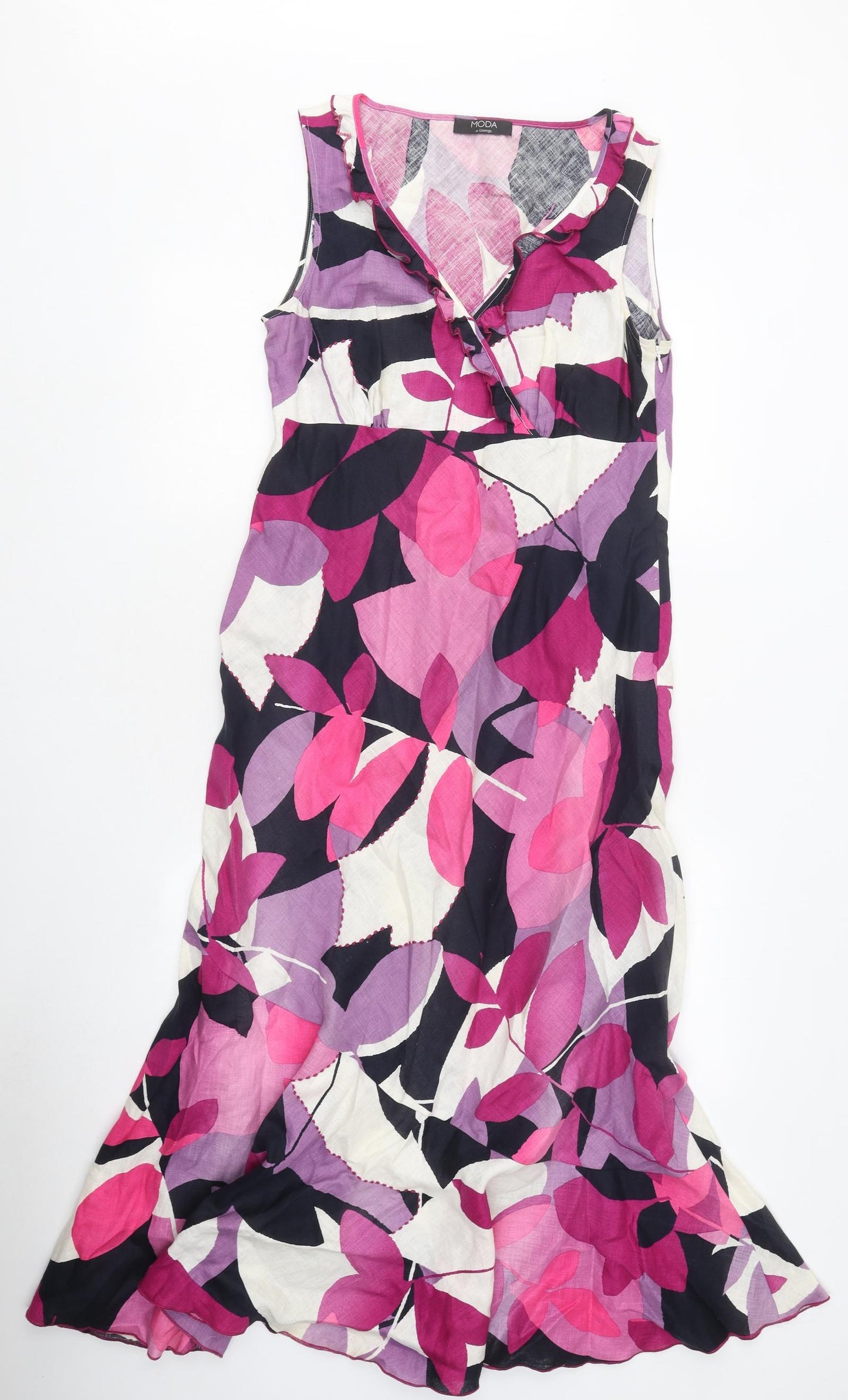 Moda Womens Multicoloured Floral Polyester Maxi Size 14 V-Neck Zip