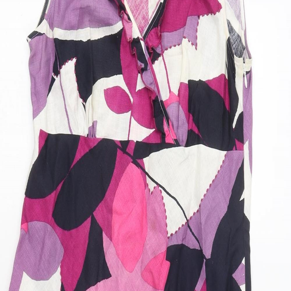 Moda Womens Multicoloured Floral Polyester Maxi Size 14 V-Neck Zip