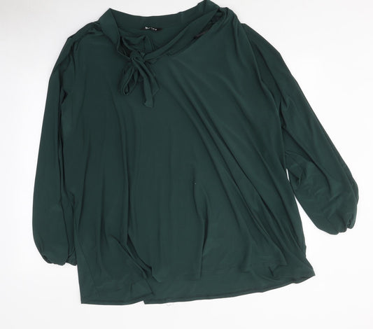 Evans Womens Green Polyester Basic Blouse Size 26 High Neck