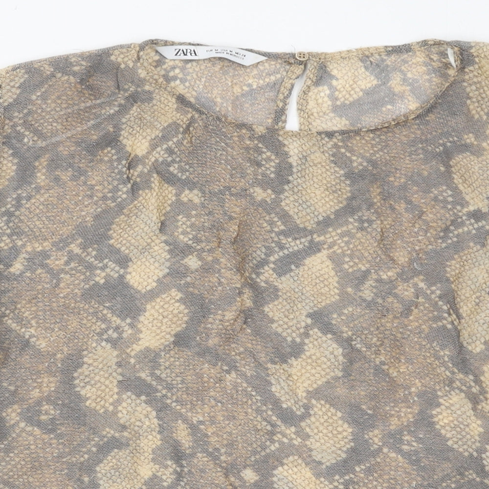 Womens UK Size M Zara Brown Basic Blouse