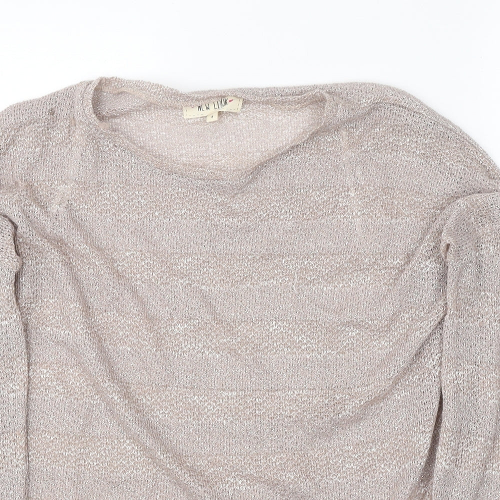 Womens UK Size 8 New Look Pink Basic T-Shirt