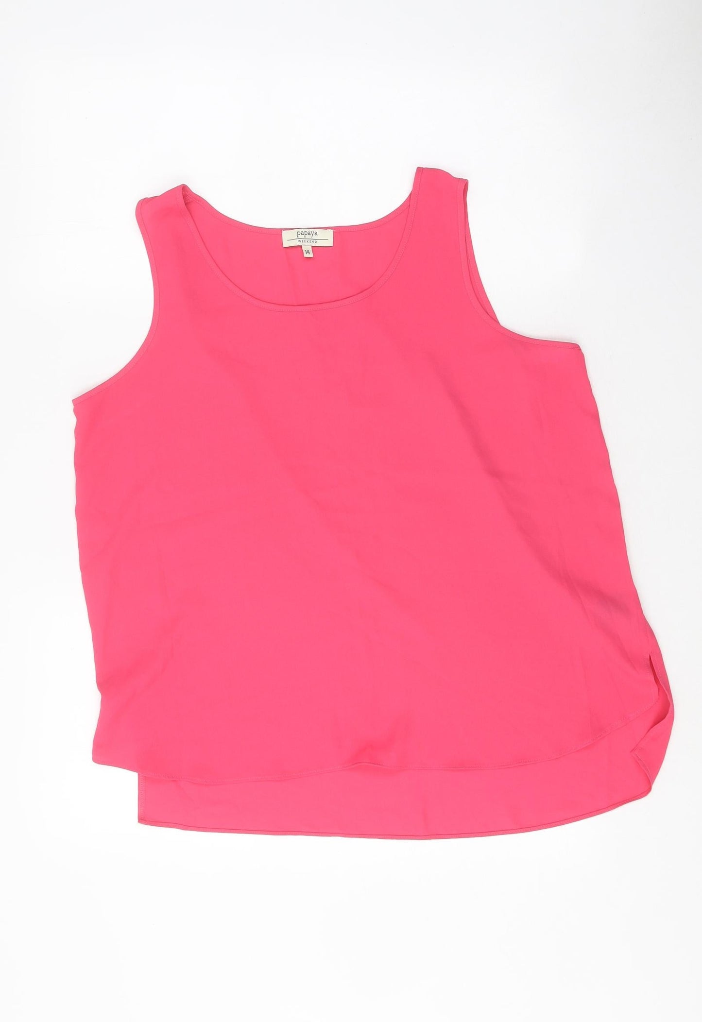 Papaya Womens Pink Polyester Basic Tank Size 14 Round Neck