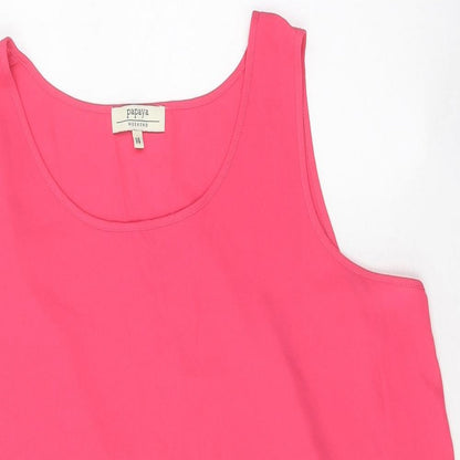 Papaya Womens Pink Polyester Basic Tank Size 14 Round Neck